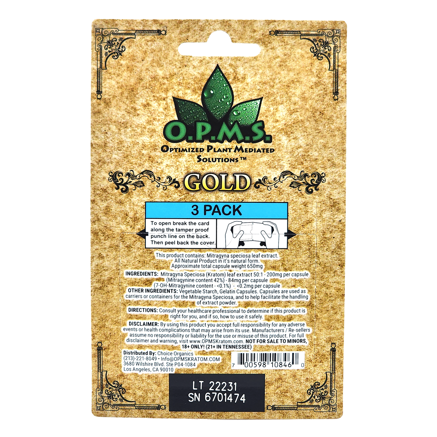 OPMS Gold Kratom Extract Capsules